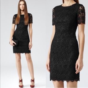 Reiss Swift Guipure Black Lace Dress Size 6